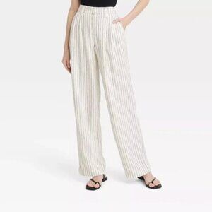 a new day women’s 17 linen blend striped dress pants